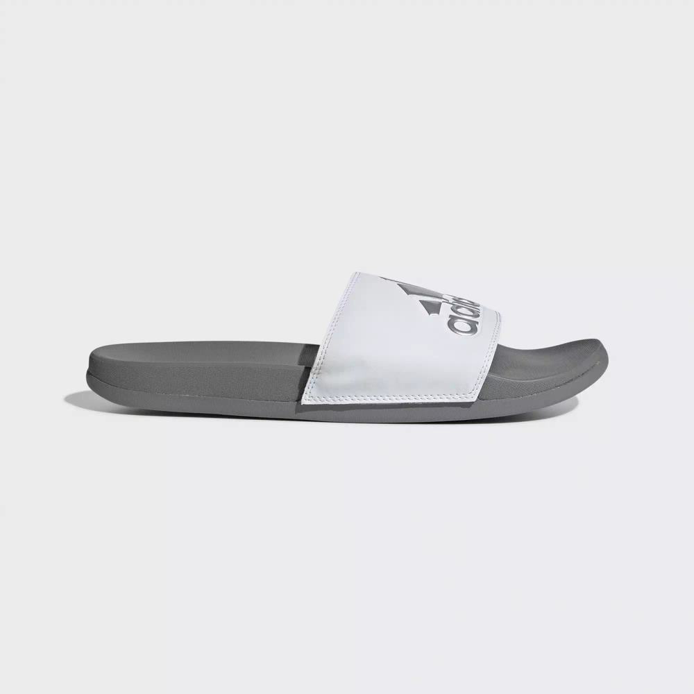 Adidas Adilette Cloudfoam Plus Logo Chanclas Blancos Para Hombre (MX-97087)